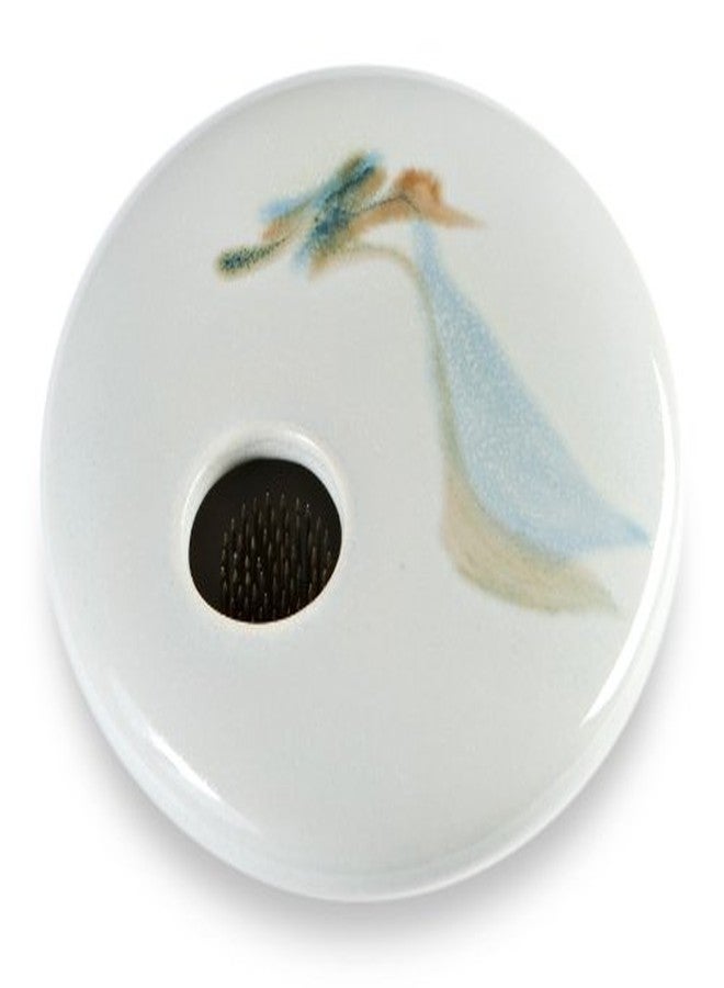Georgetown Pottery Round Ikebana Flower Vase, Ivory Wave - Image 2